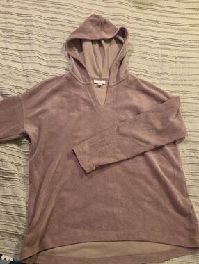 J. Jill Tan Corduroy Ribbed Hoodie Top